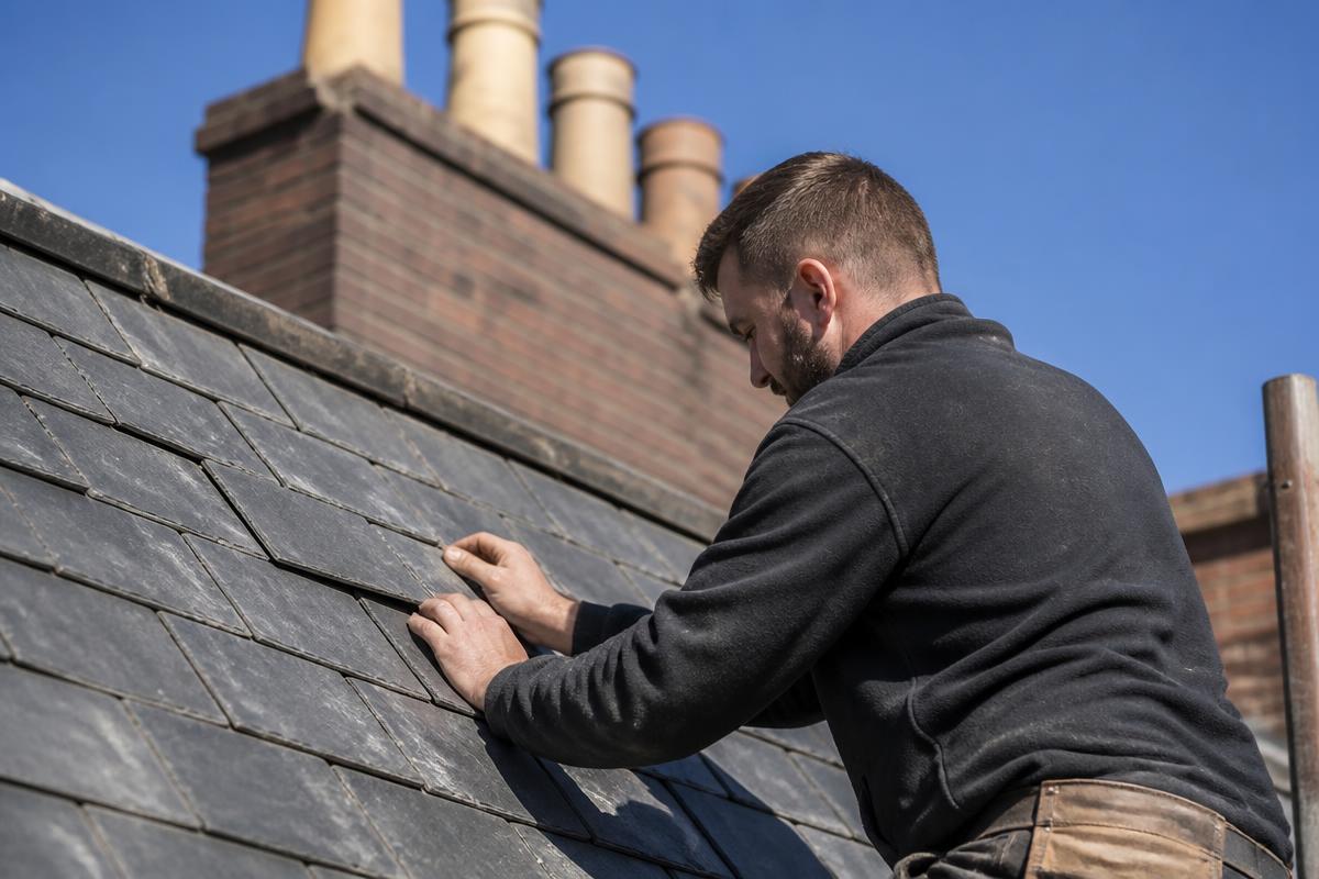 Roofers at work